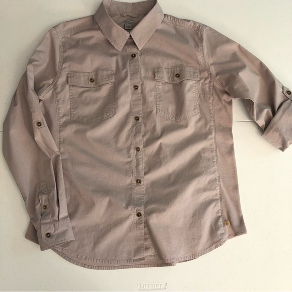 Carhartt Woman’s Button-Up Shirt - Lavender/Grey Size XL - Picture 4 of 12